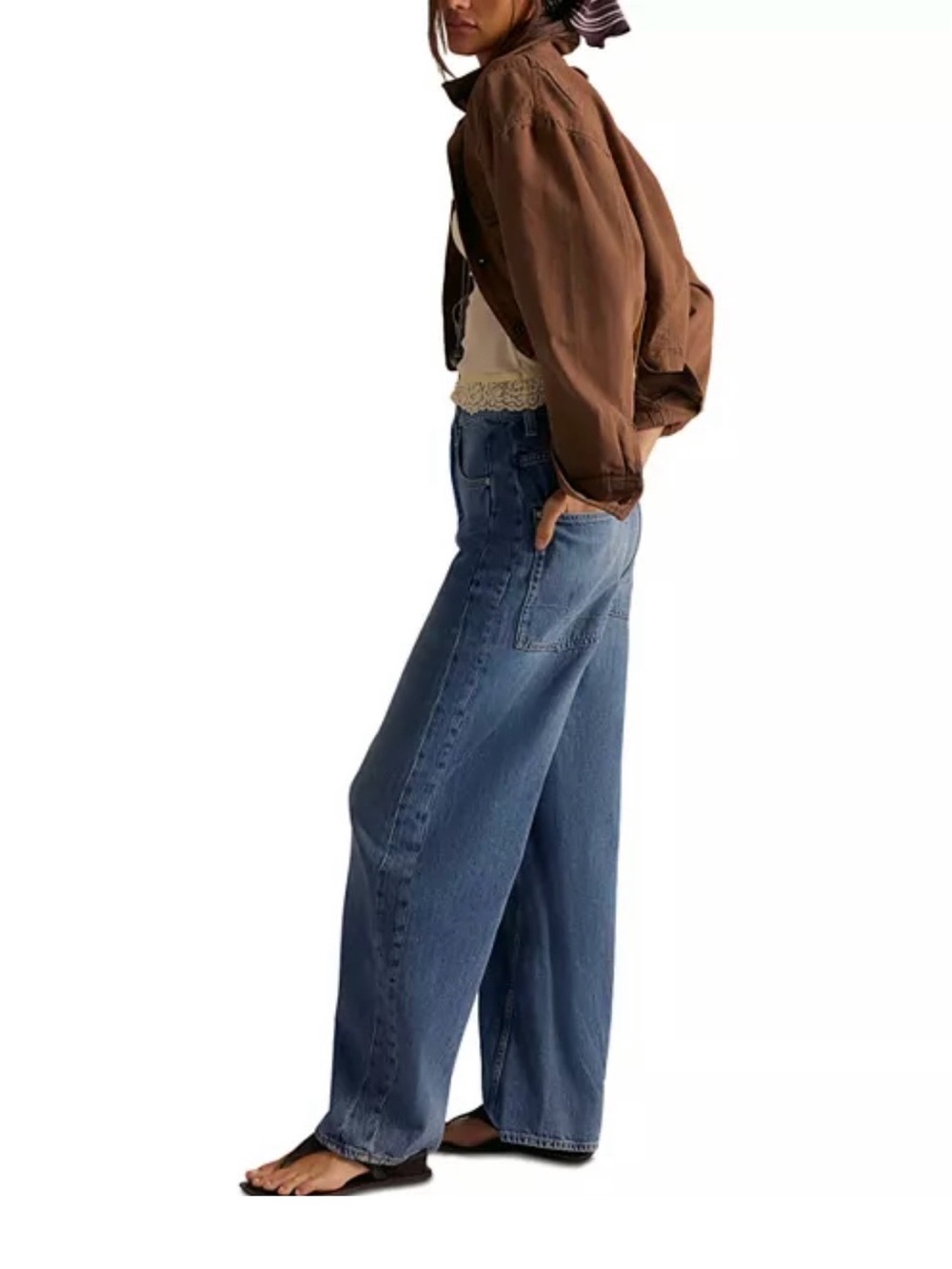 Free People
We The Free Truro High Rise Baggy Puddle Jeans in Water Stone